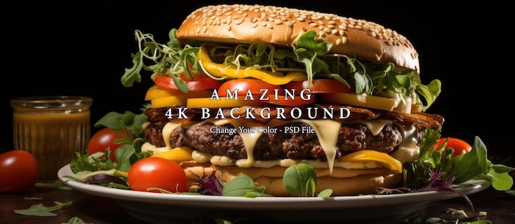 PSD un primo piano di un delizioso hamburger