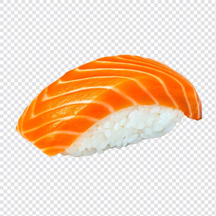 PSD un primo piano di un pezzo di sushi di salmone fresco