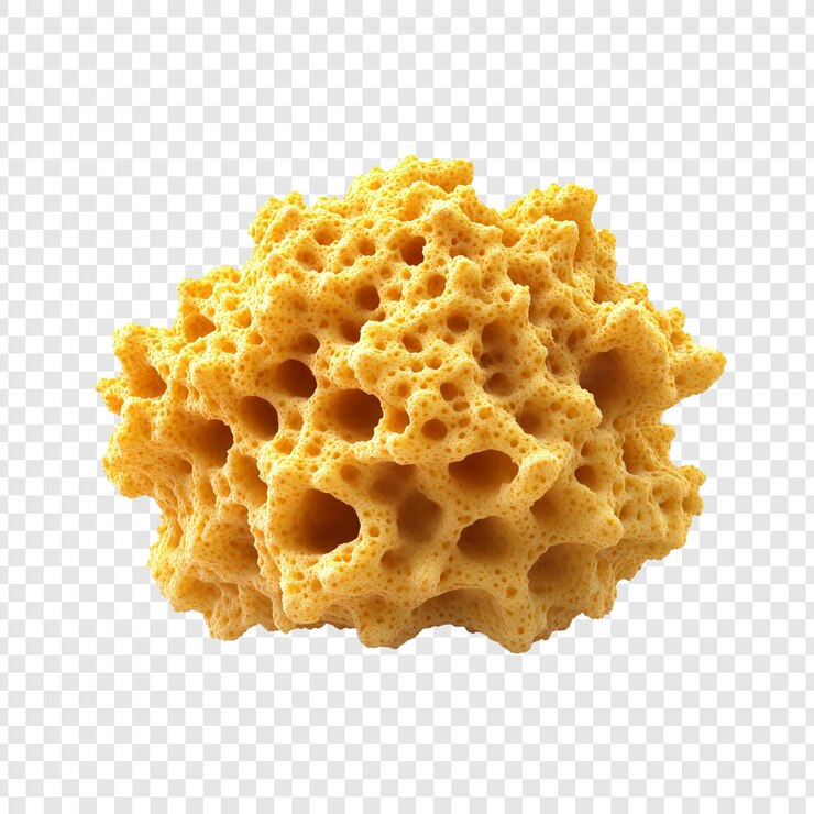 PSD un primo piano di una spugna gialla