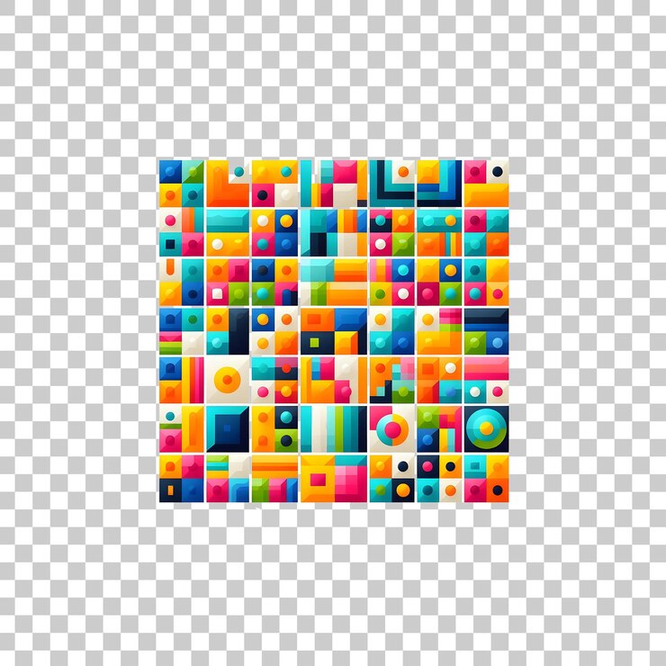 PSD un quadrato colorato con la parola su di esso