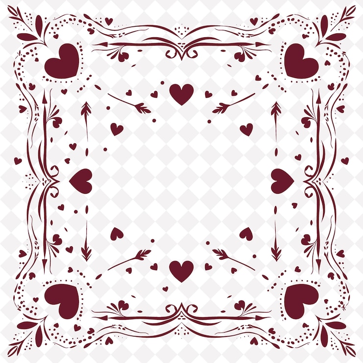 PSD un quadrato con cuori e cuori su uno sfondo bianco
