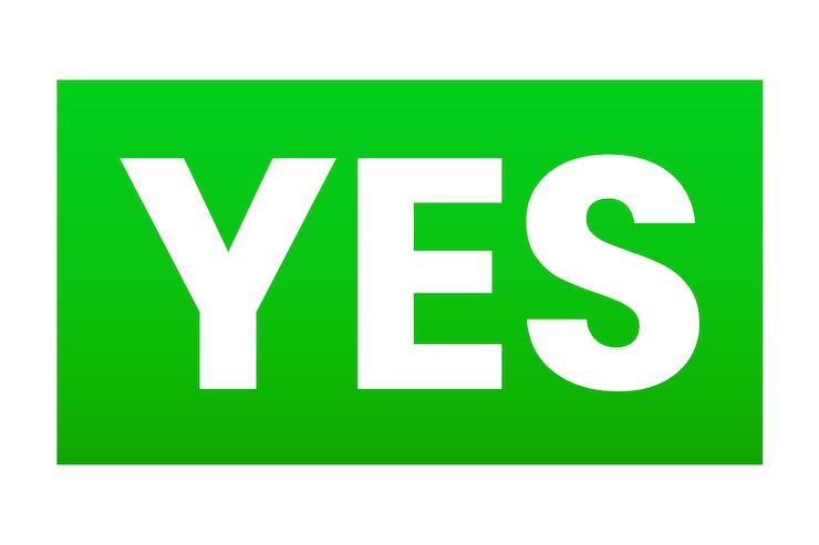 PSD un quadrato verde con la parola yes in bianco