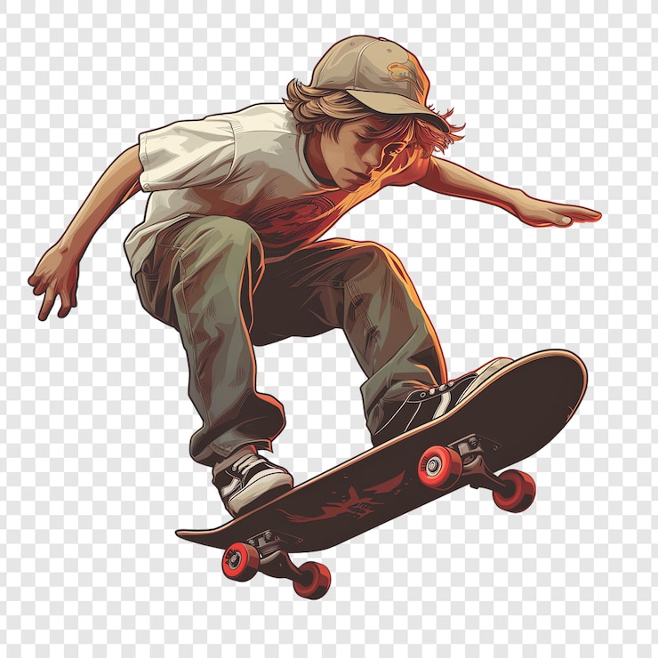 PSD un ragazzo su uno skateboard con un cappello