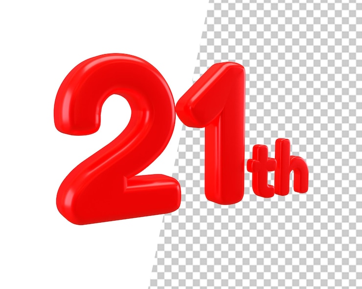 PSD un rendering 3d dell'anniversario numero 21 rosso