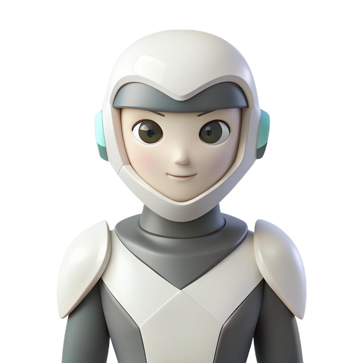 PSD un robot con le cuffie e una fascia per la testa