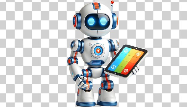 un robot con un telefono che dice robot sullo schermo