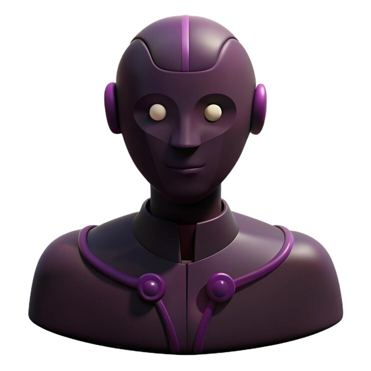 PSD un robot viola con occhi viola e occhi viola