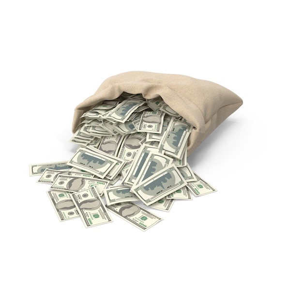 Un sacchetto pieno di banconote in dollari americani.