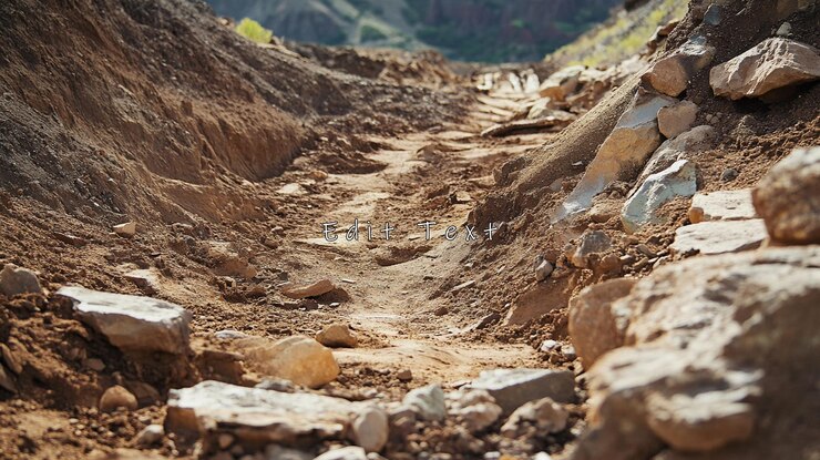 PSD un sentiero di terra rocciosa che si snoda attraverso un canyon