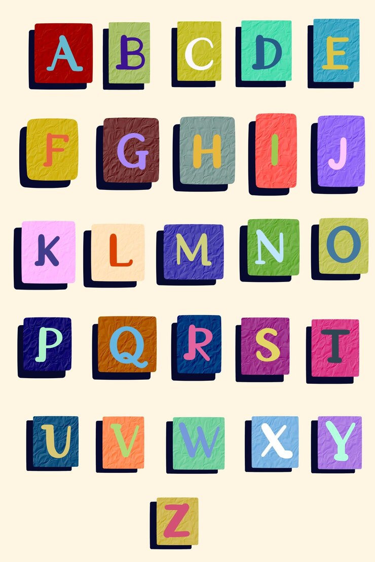 PSD un set di colorate lettere dell'alfabeto fatte a mano per vari disegni