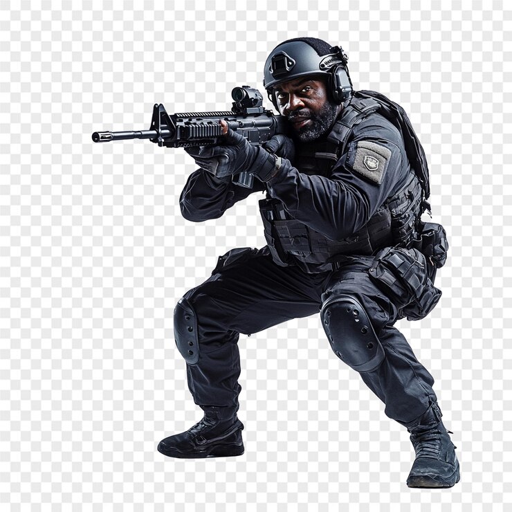 PSD un soldato con una pistola e la parola " quote " su di essa