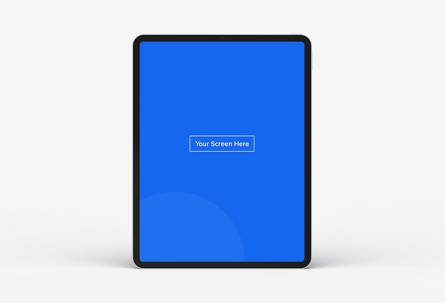 un tablet blu con uno schermo che dice la parola su di esso