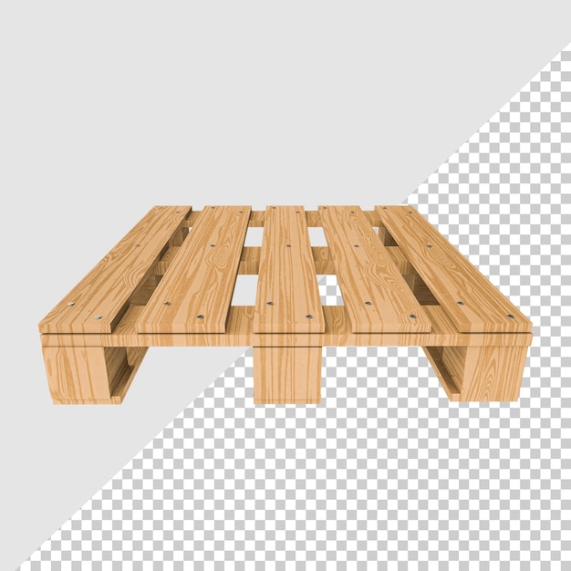 Un tavolo pallet di legno con uno sfondo bianco