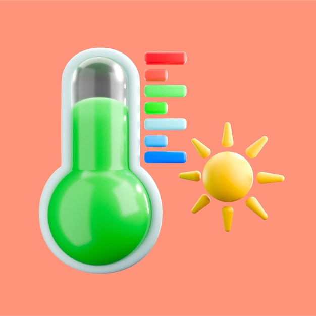 un termometro a temperatura normale a icona 3D