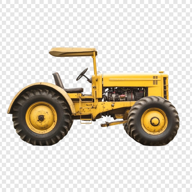 PSD un trattore giallo d'epoca, un classico macchinario agricolo