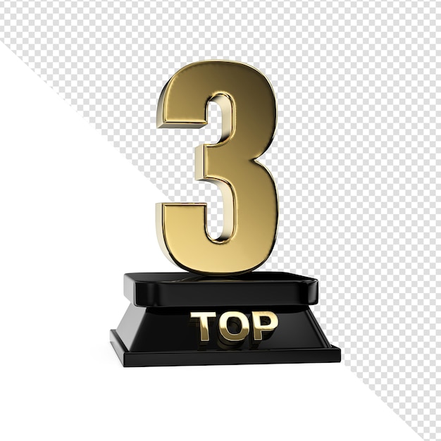 Un trofeo con sopra il numero 3