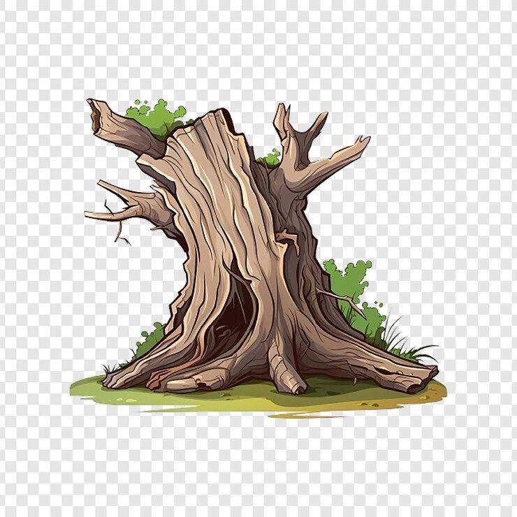 PSD un tronco di un albero con radici e la parola radici