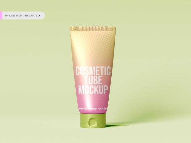 Un tubo di mockup di tubo per il trucco con uno sfondo verde.