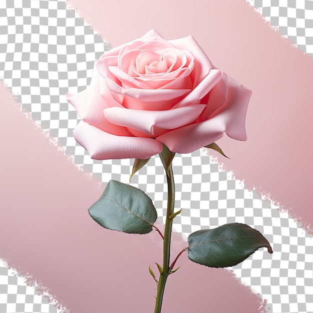 un'unica rosa rosa su sfondo trasparente