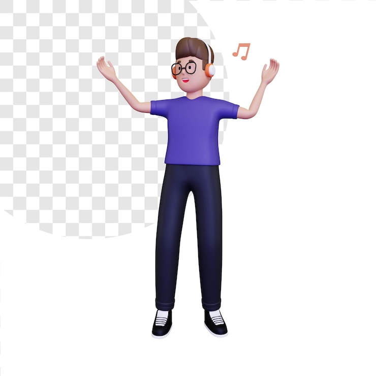 PSD un uomo che ascolta la musica usando le cuffie