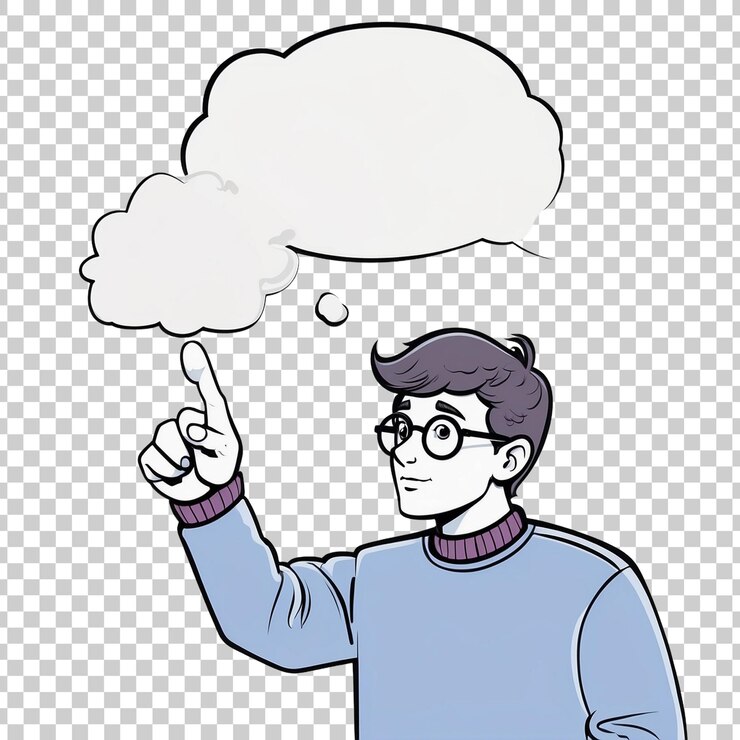 PSD un uomo che indica una nube con una nube sullo sfondo