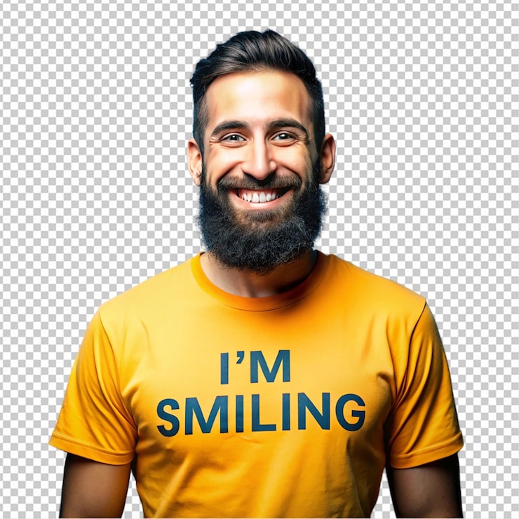 PSD un uomo con la barba e una camicia grigia png