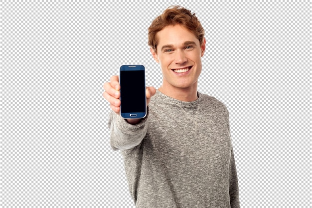 un uomo con un telefono Samsung in mano