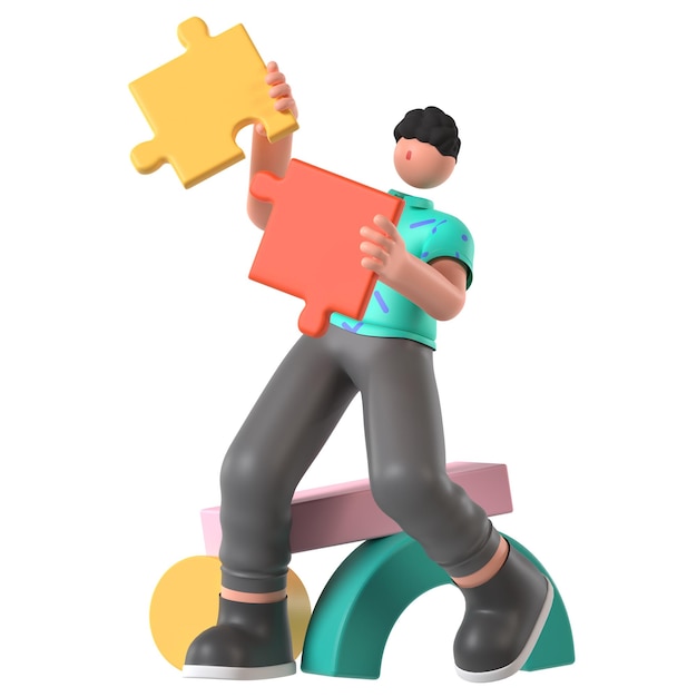 un uomo di lego tiene in mano un pezzo di puzzle che dice "quot puzzle quot"