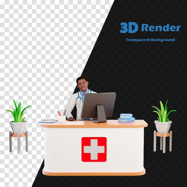 un uomo si siede a una scrivania con un'immagine 3D di un modello 3D 3D