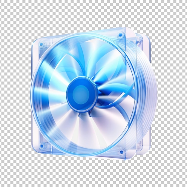 un ventilatore CPU bianco per computer con sfondo blu e trasparente