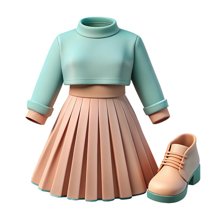 PSD un vestito con un top blu e una gonna verde con un top bianco