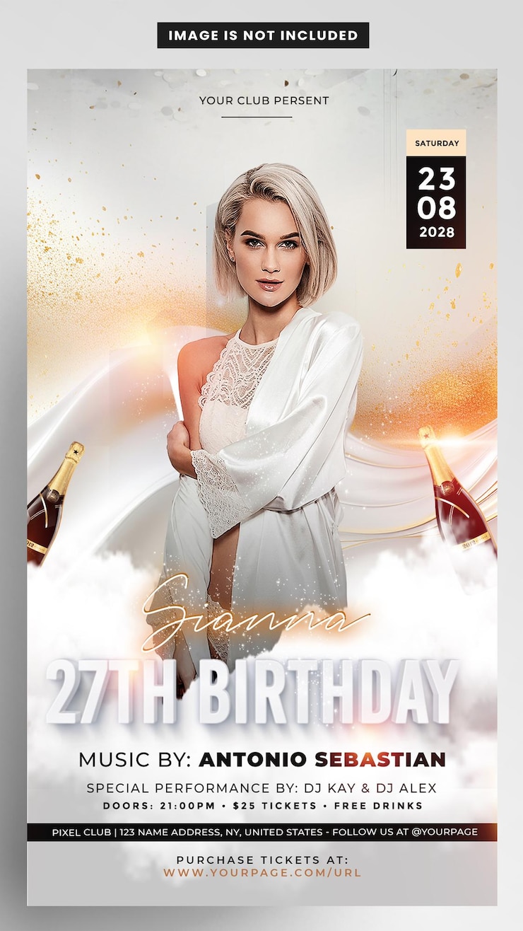 PSD un volantino bianco per le storie di compleanno su instagram.