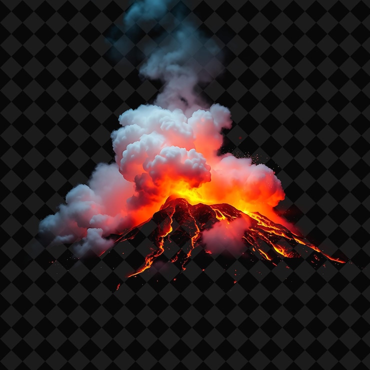 PSD un vulcano con fumo e un vulcano sullo sfondo