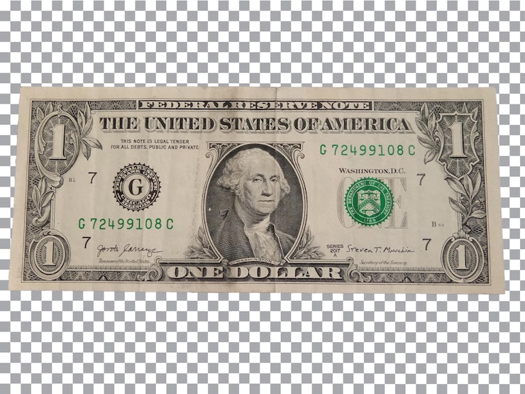 PSD una banconota da un dollaro con gli stati uniti d'america sopra