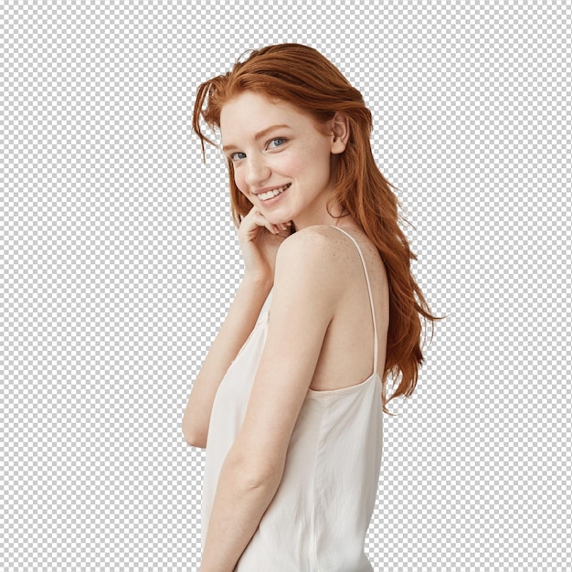 Una bella ragazza rossa con le freccette che sorride