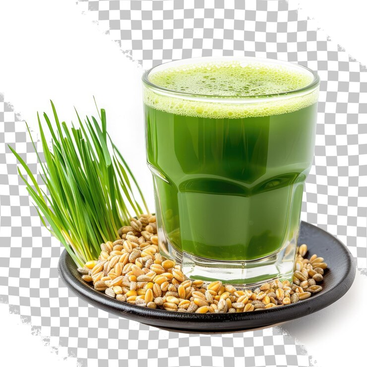 PSD una bevanda verde con semi e un bicchiere di succo verde