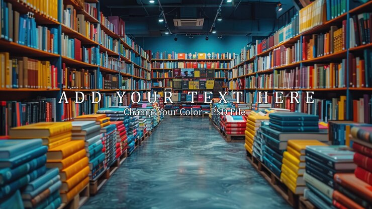 PSD una biblioteca piena di pile di libri