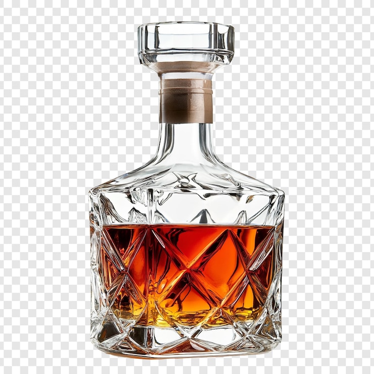 PSD una bottiglia di whisky con un anello d'oro sul fondo