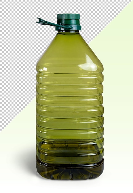 Una bottiglia verde di olio vergine extra modello PSD
