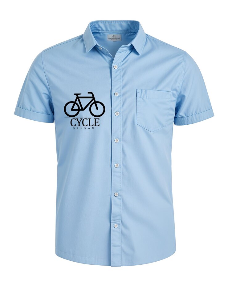 PSD una camicia blu con un logo di bicicletta