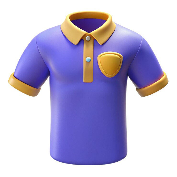 PSD una camicia viola con un cuore d'oro sulla parte anteriore e il collare ha un cuored'oro su di esso