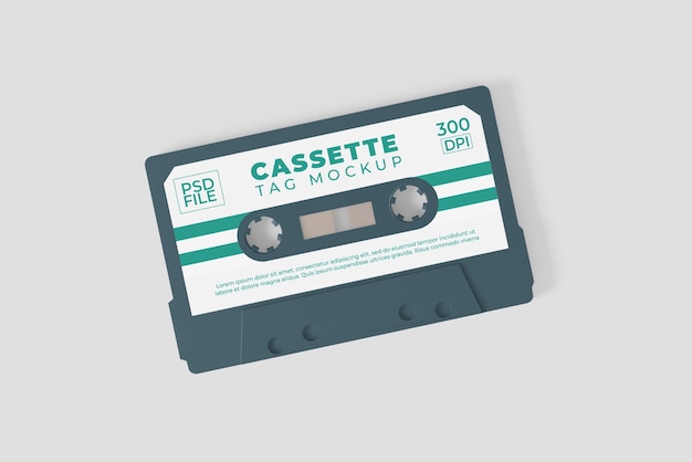 Una cassetta con su scritto "tape tag mock".