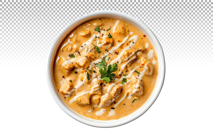 PSD una ciotola di pollo tikka masala in salsa cremosa piccante