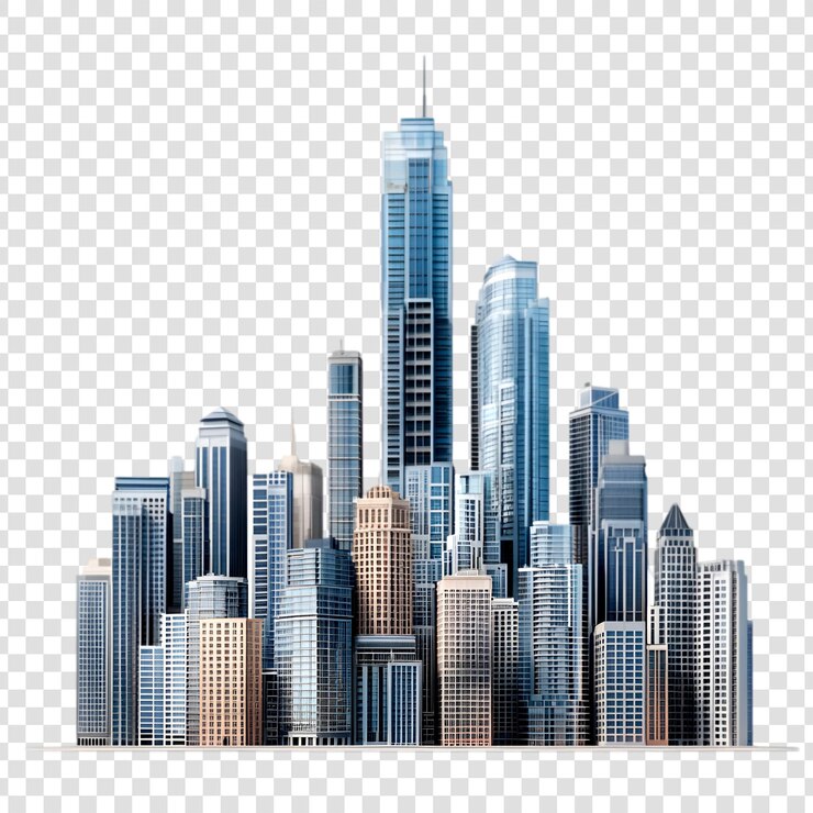 PSD una città con grattacieli su uno sfondo bianco