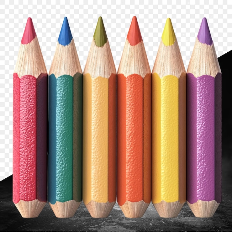 PSD una collezione di matite colorate con colori diversi