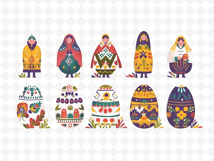 PSD una collezione di uova di pasqua dall'anno dell'anno