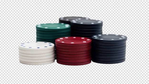 Una colorata pila di fiches da poker pronte per la tua prossima serata di casinò o riunione di giochi.