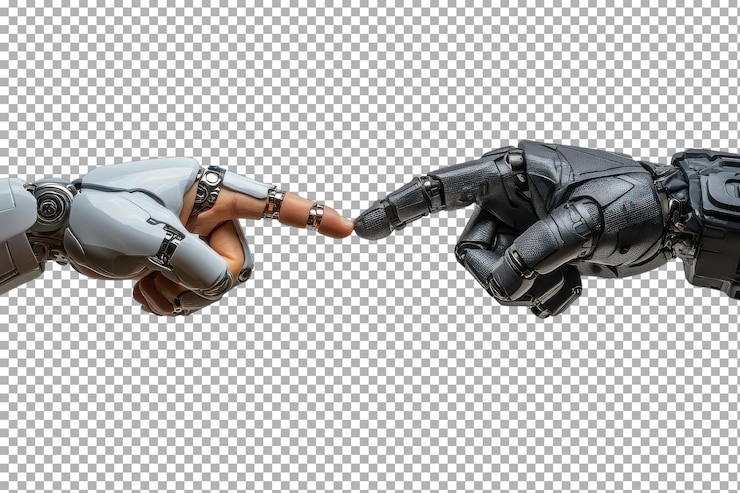 PSD una connessione tra due mani robotiche che simboleggia l'innovazione e il futuro della tecnologia