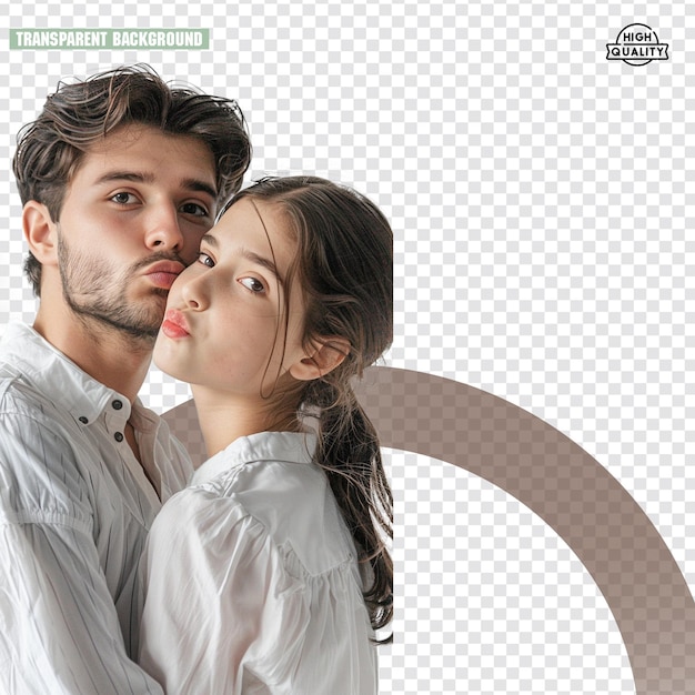 Una coppia che si guarda negli occhi sullo sfondo trasparente