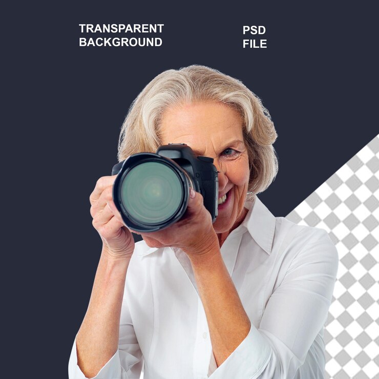 PSD una coppia di anziani che tiene la bandiera degli stati uniti e anche diverse professioni di stading e chef trasparente bg